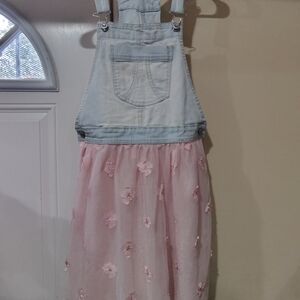 Jordache Light Blue and Pink Kids Overall Dress